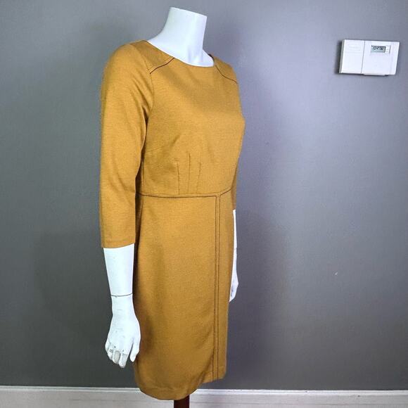 Boden dress size 8 Petite mustard yellow sheath work office tailored - Picture 3 of 10